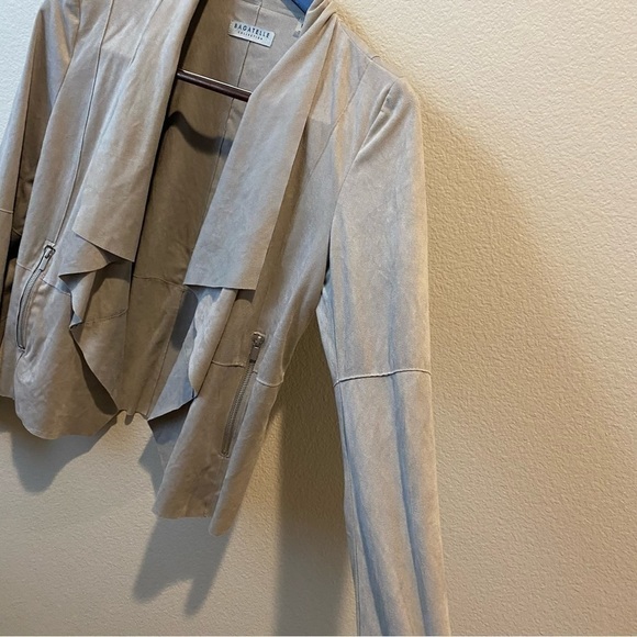 BAGATELLE Faux Suede Drapey Blazer Jacket Size M Tan Cream Whimsigoth - Picture 6 of 9